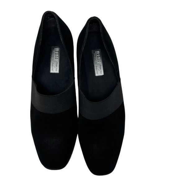 Munro American Black Suede Slip On Pumps Square Toe Size 8.5 - Picture 4 of 6